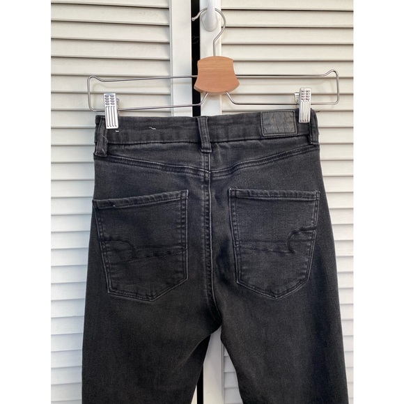 AEO Curvy High Rise Jeggings Jeans Gray Black Stretch Distressing size 2 - Picture 7 of 12